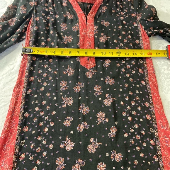 Free People Boho Blouse Size Small Floral Balloon Sleeve W Black Camisole Set - Picture 8 of 13